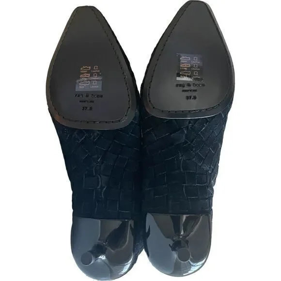 Rag + Bone Rio Revolve Woven Black Suede Leather Mid Boots Size 7.5 37.5 - Picture 9 of 11